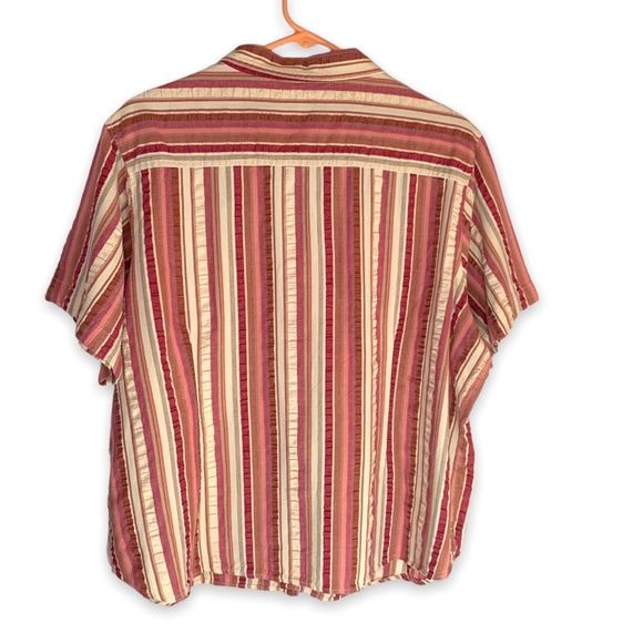 VTG Womens 20/22W Plus 100% Cotton Striped Seersucker Casual Button Down 90s Y2K - Picture 6 of 6